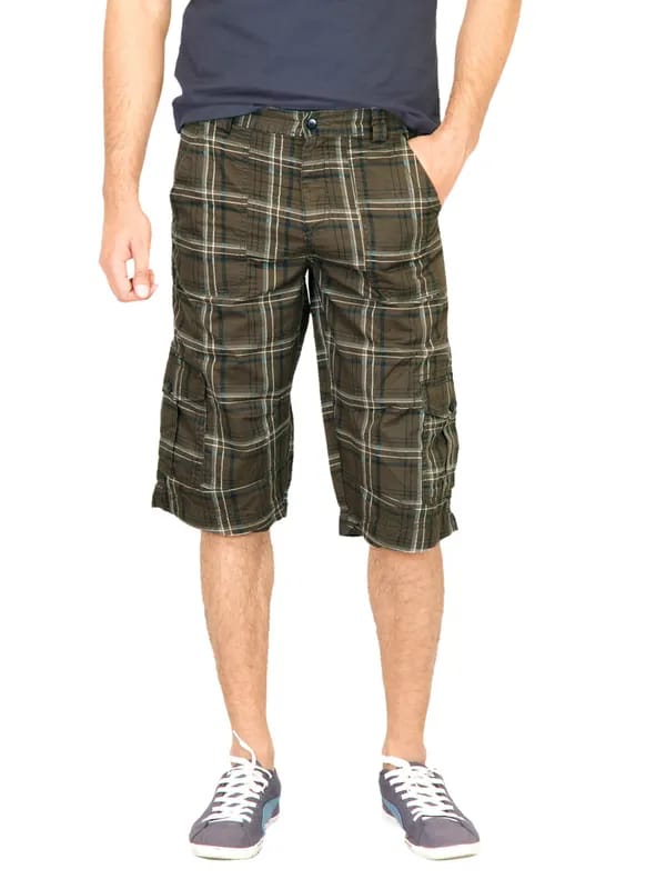 Deni Yo Men Check Olive Short