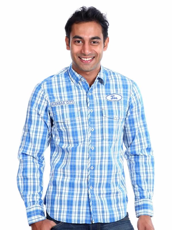 Lee Men checks Blue Shirt