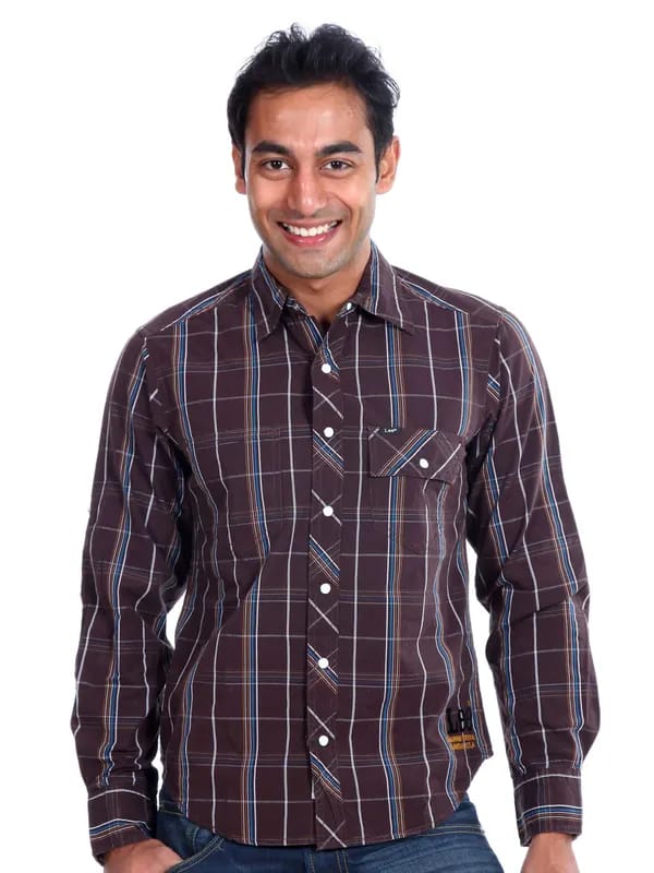 Lee Men Checks Brown Shirt
