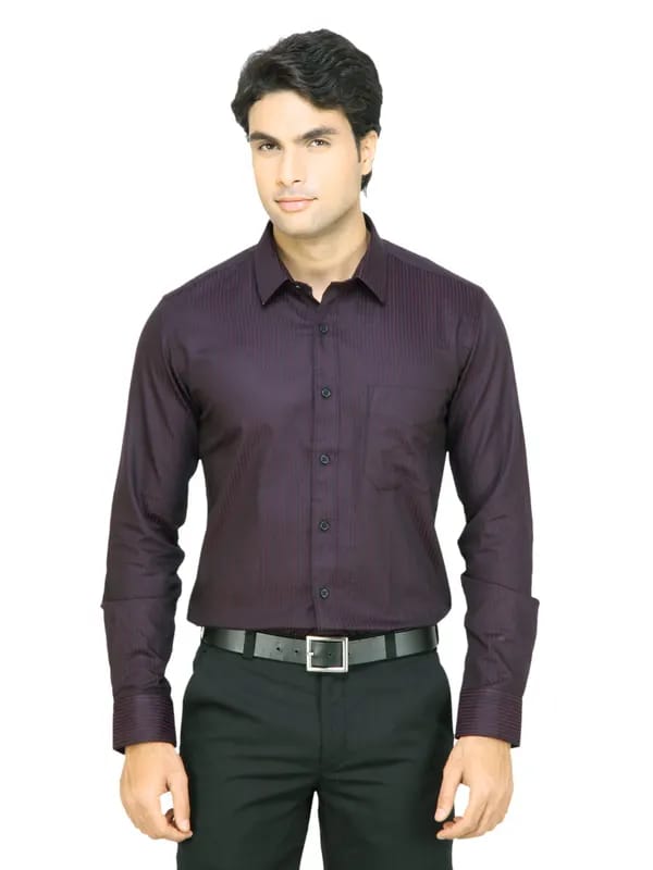 Black coffee Men Purple Slim Fit Shirt