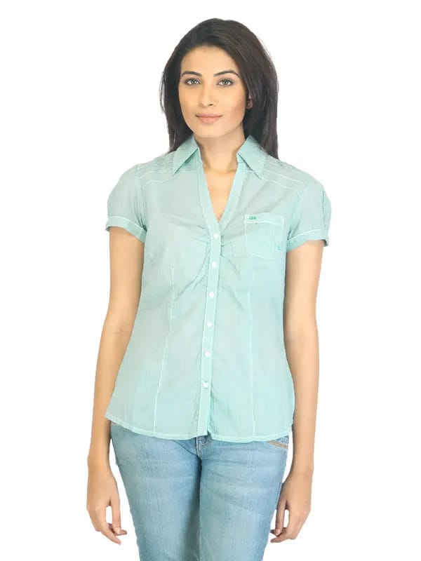 s.Oliver Women Striped Green Shirt