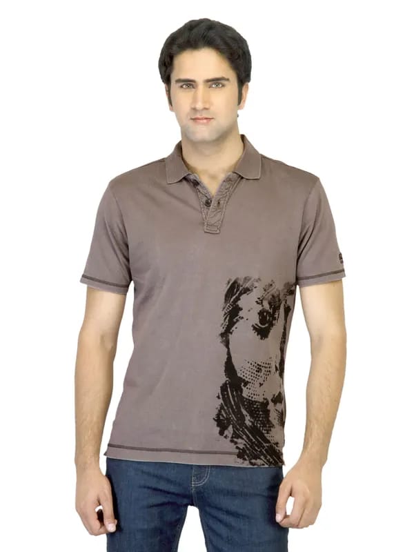 Basics Men Brown Printed T-shirt