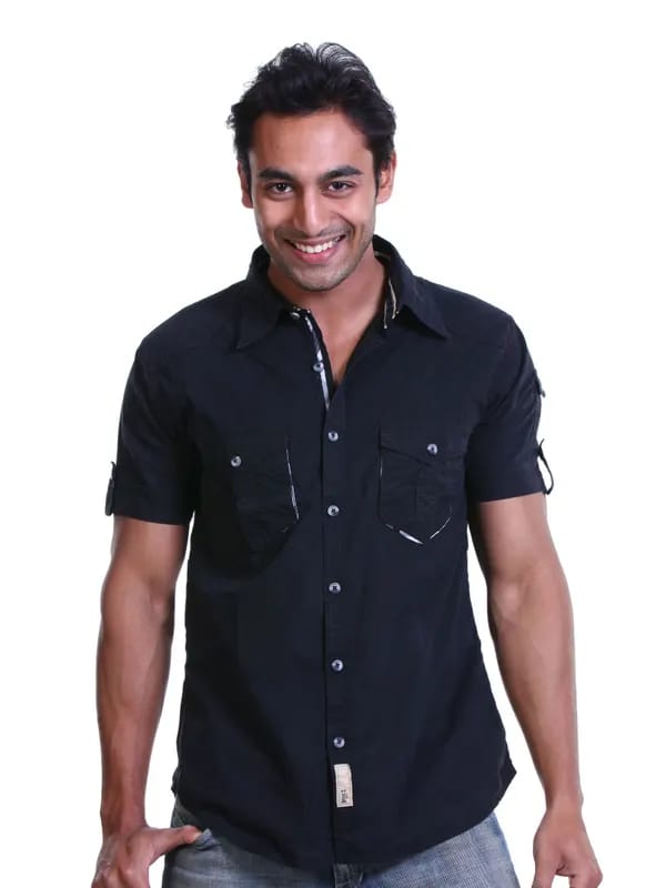 Basics Men Black Slim Fit Shirt