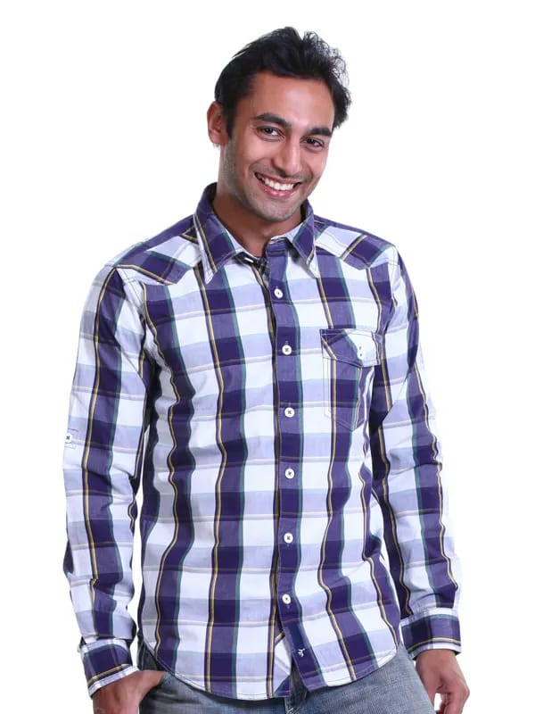 Probase Men Stripe Purple Shirt