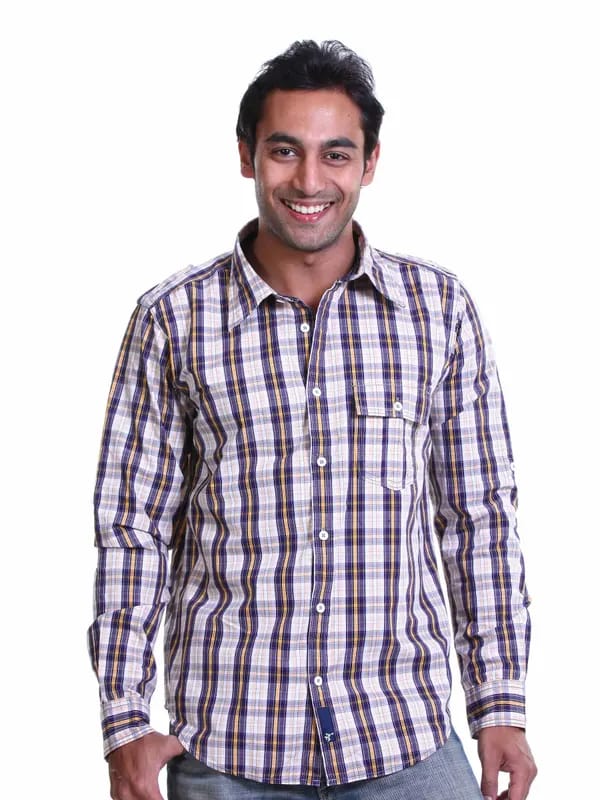Probase Men Check Orange Shirt
