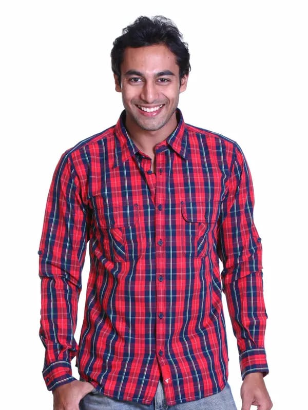 Probase Men Red & Blue Shirt