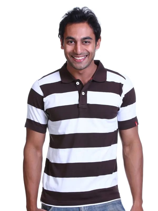 Probase Men Brown & White T-shirt