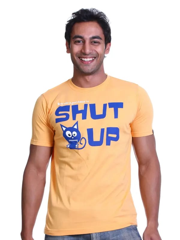 Probase Mens Shut Up Yellow Tee T-shirt