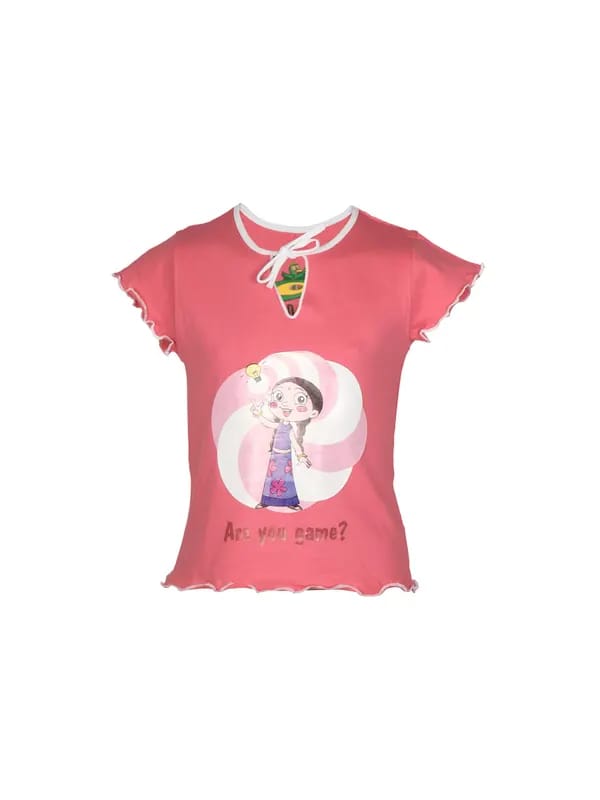 Chhota Bheem Kids Girls Are You Game Pink Top