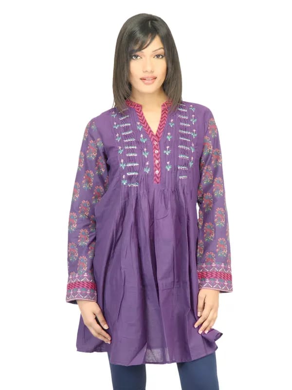 BIBA Women sequin Purple Kurta