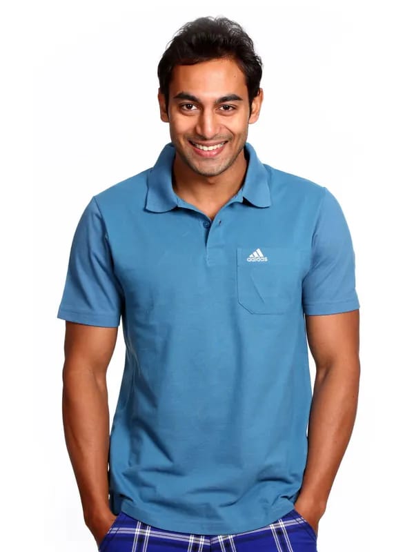Adidas Men Blue Polo T-shirt