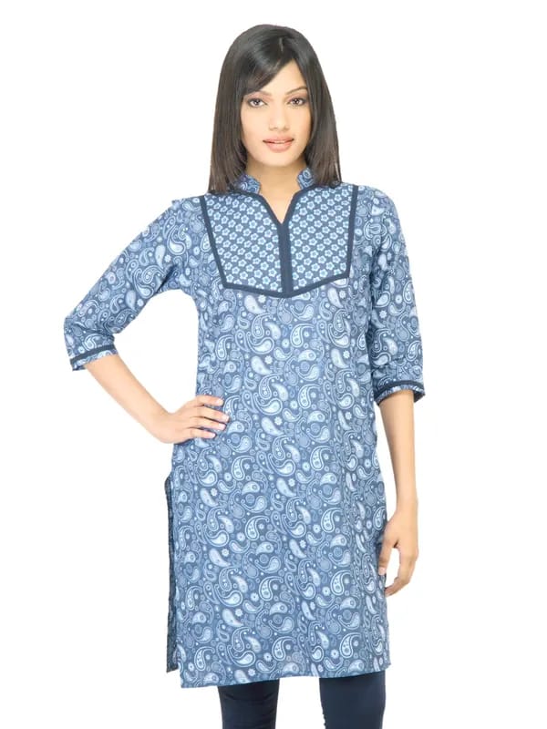 Vishudh Women Printed Blue Kurta