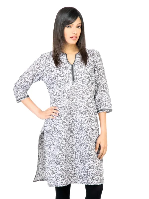 Vishudh Women Printed Dark Grey Kurta