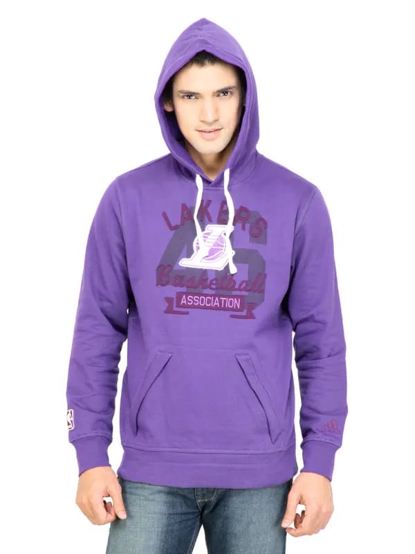 ADIDAS Men Hooded Purple SweatShirt