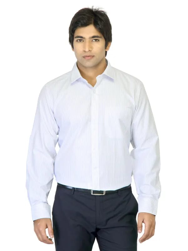 Mark Taylor Men Striped White Shirt