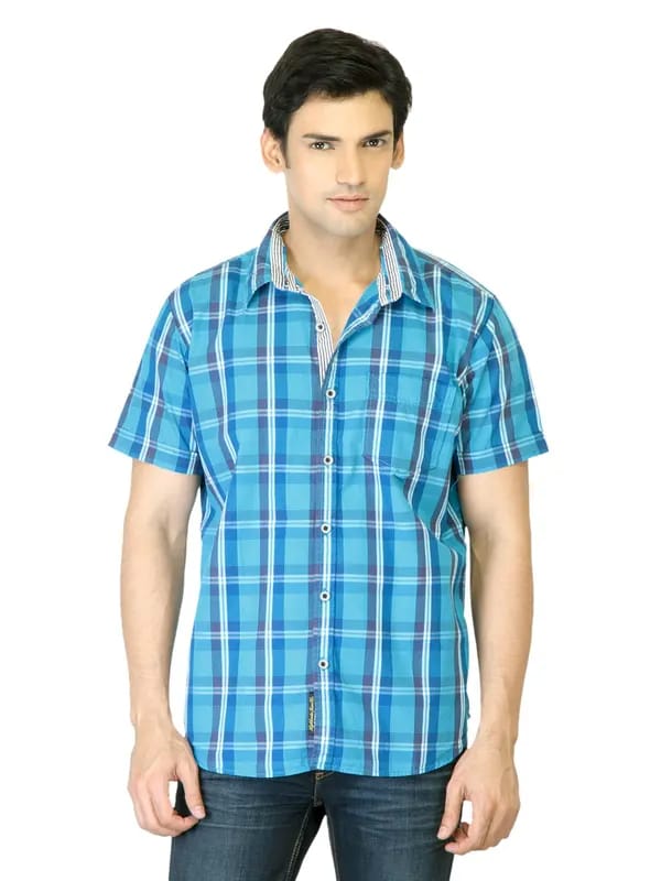 Highlander Men Blue Check Shirt