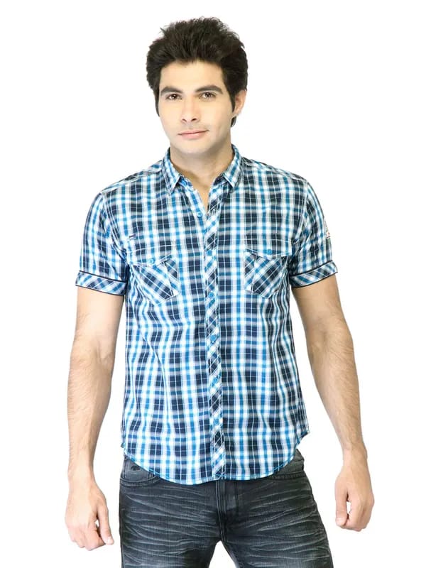 Locomotive Men Blue Check Shirt