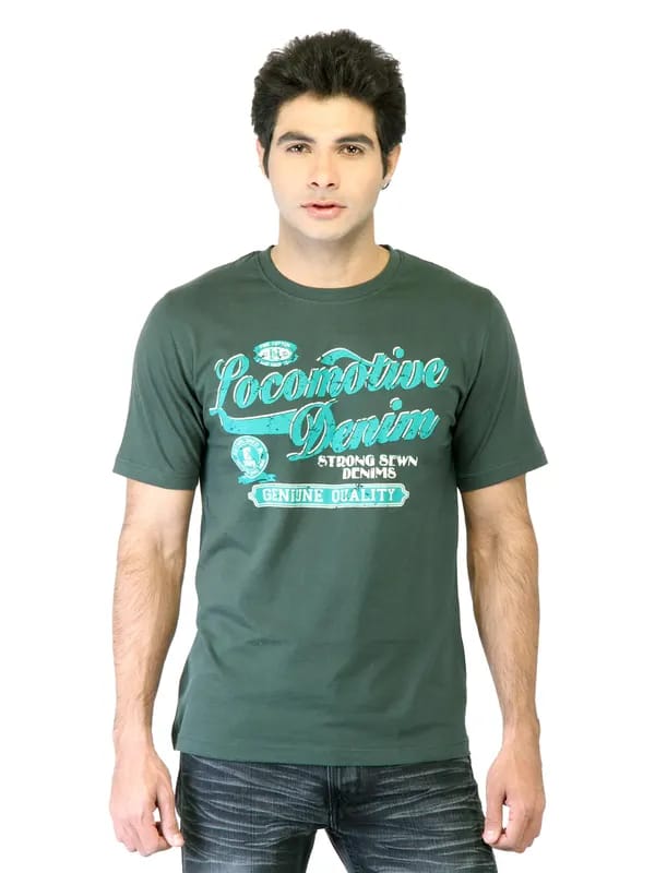 Locomotive Men Green Printed T-shirt