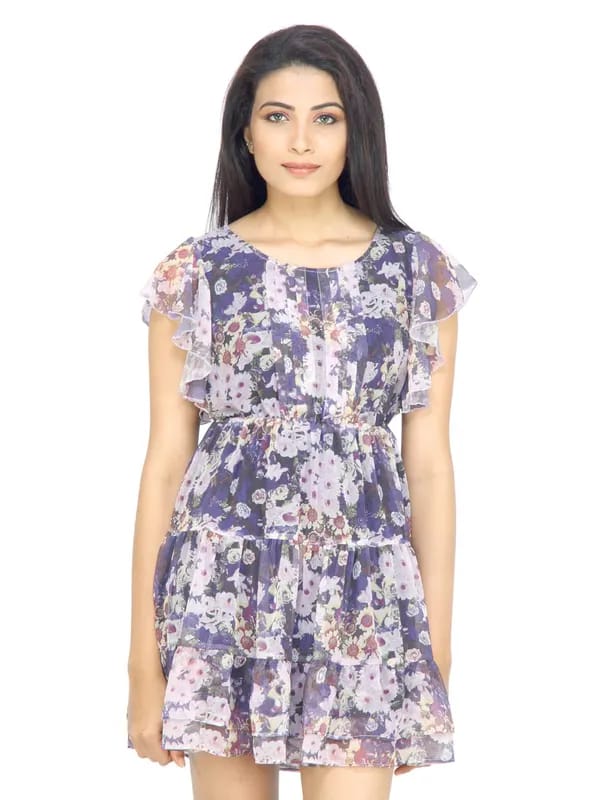 Arrow Woman Navy Blue Printed Dress