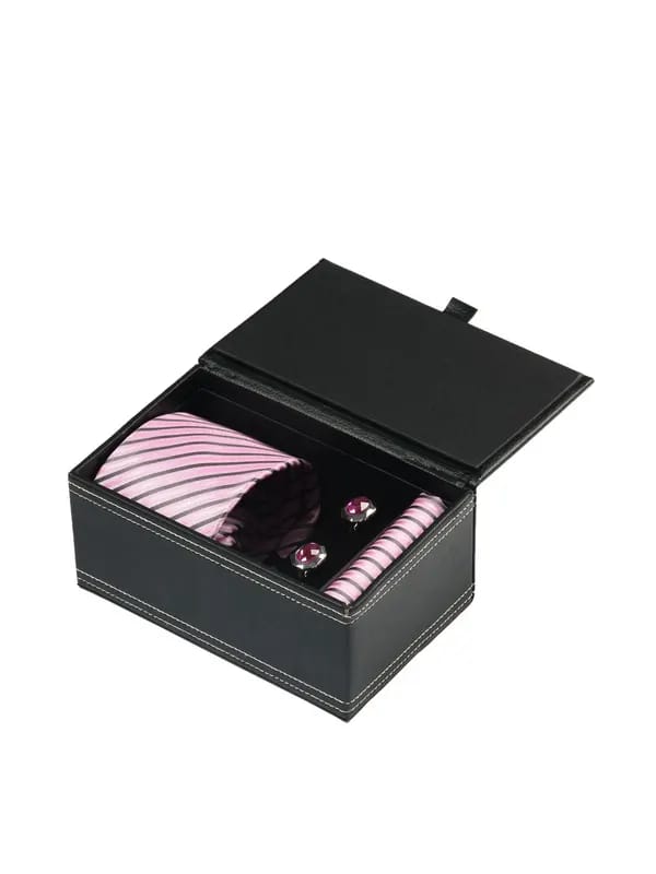 Turtle Men Formal Pink Tie, Cufflink and Pocket Square Combo Set
