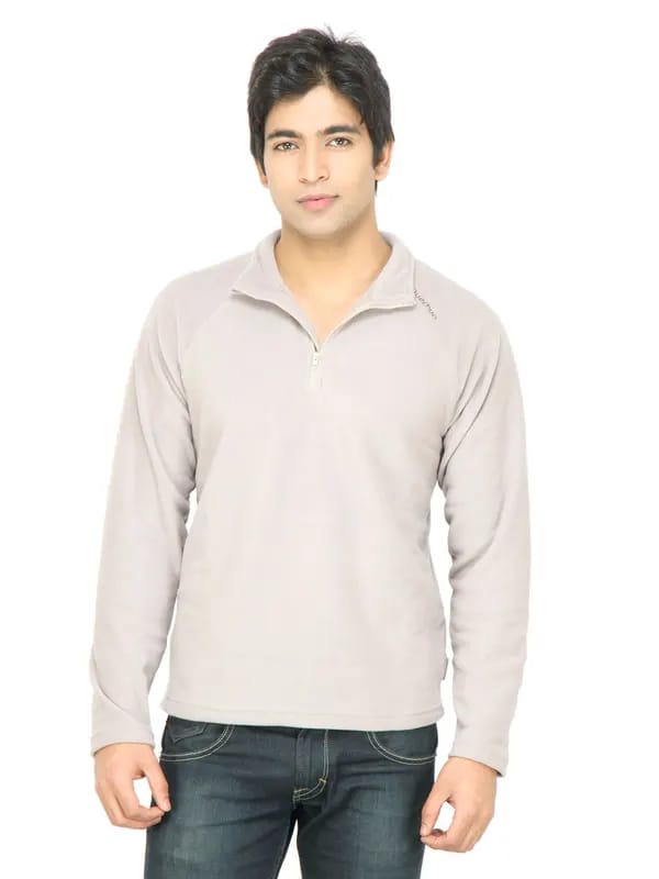 Quechua Men Warm Fleece Beige Sweatshirt