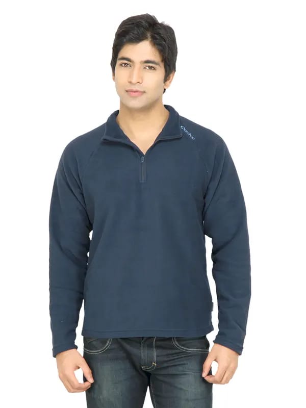 Quechua Men Warm Fleece Navy Blue Sweatshirt