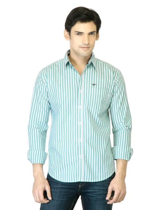 Highlander Men Green Striped Shirt