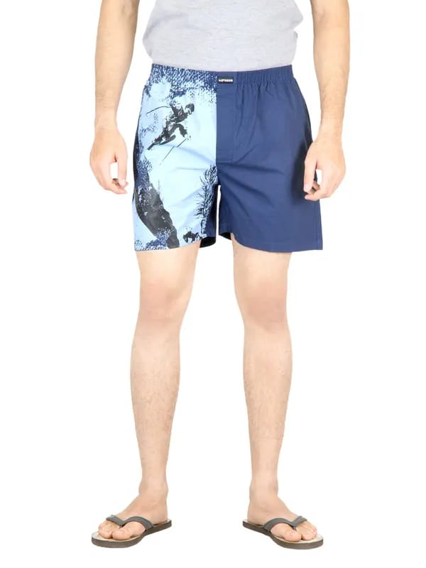 Crusoe Men Navy Blue Skier Boxer Shorts