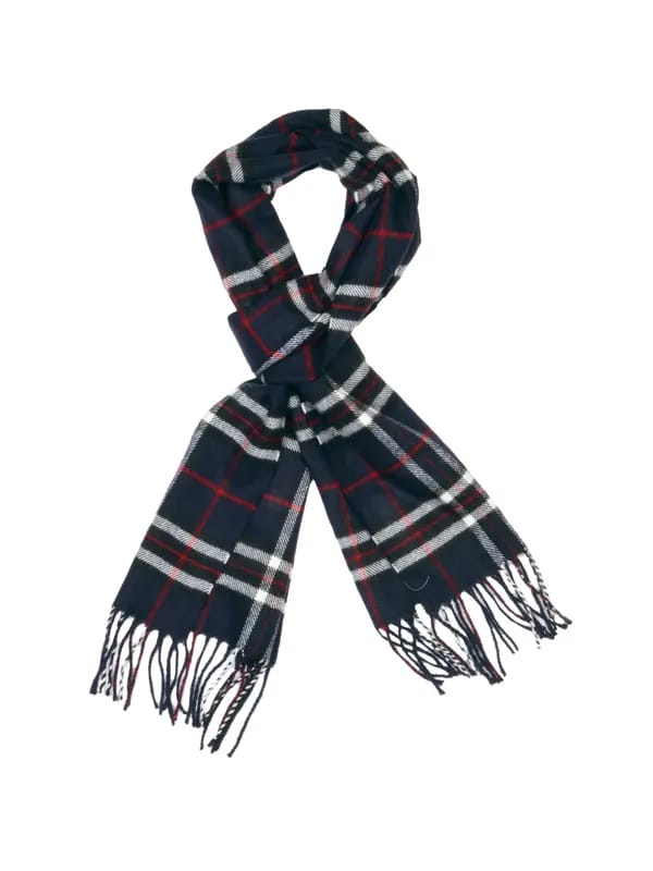 Lino Perros Men Navy Blue Check Scarf