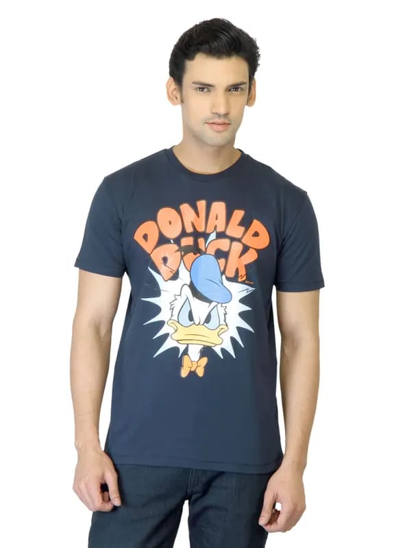 Disney Men Navy Blue Printed T-shirt