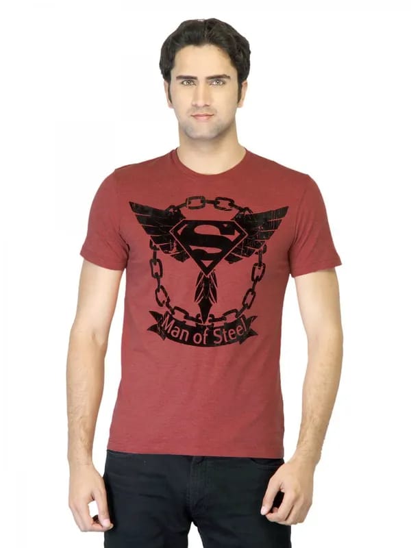 Superman Men Pink Printed T-shirt