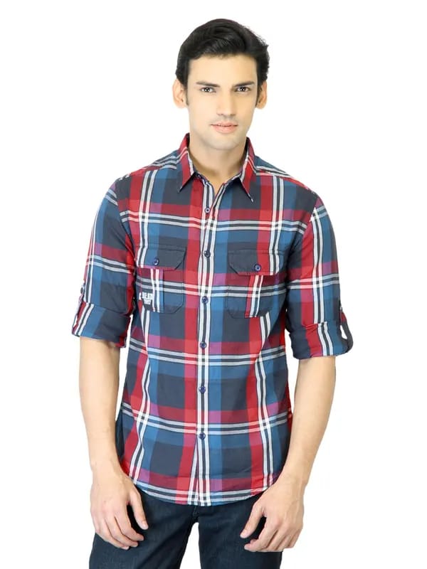 Spykar Men Red Check Shirt