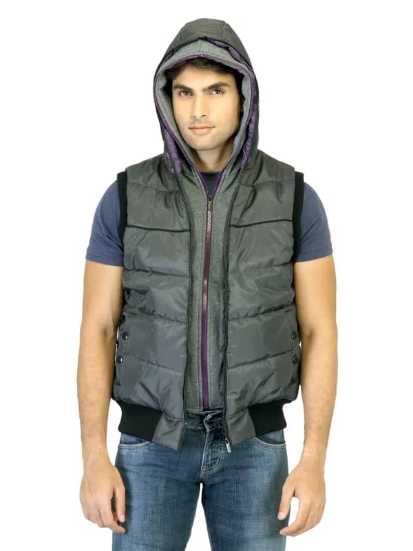 Provogue Men Grey Sleeveless Jacket