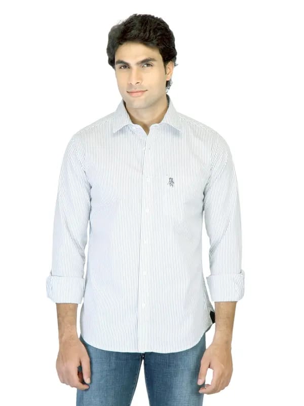 Regent Polo Club Men White Striped Shirt