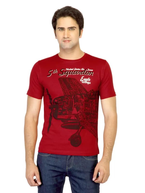 Locomotive Men Printed Red T-shirt