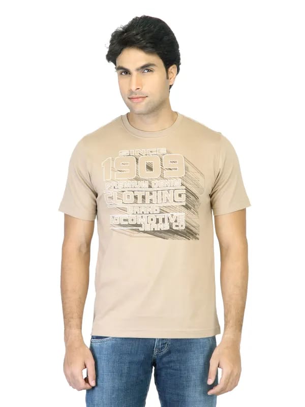 Locomotive Men Printed Beige T-shirt