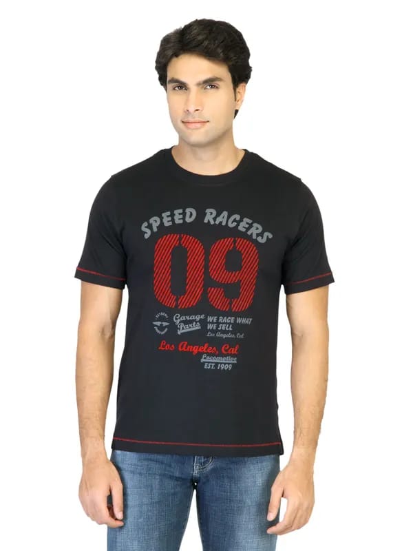 Locomotive Men Black Printed T-shirt