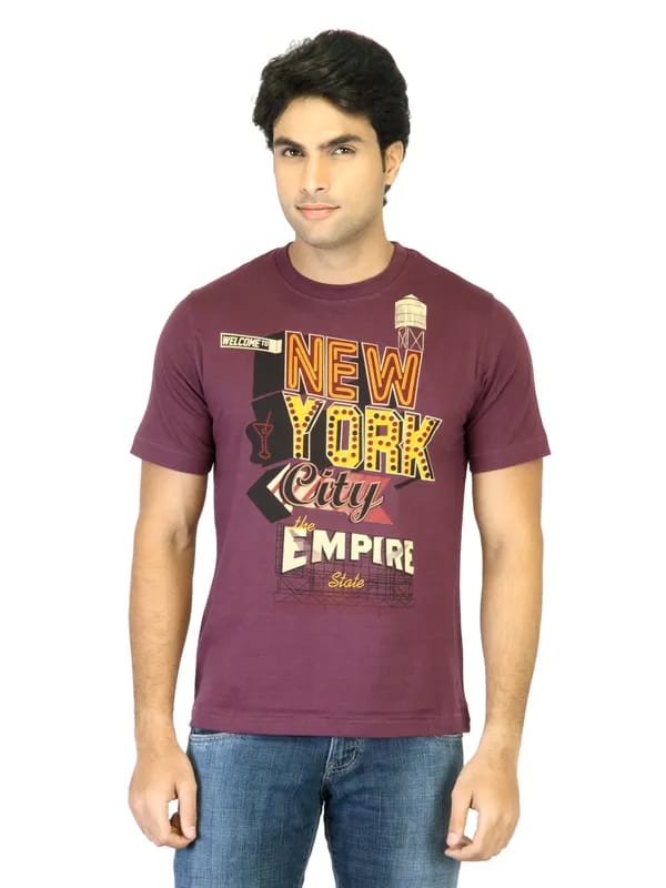 Locomotive Men Printed Maroon T-shirt