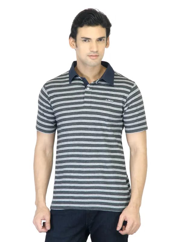 Locomotive Men Grey Striped T-shirt