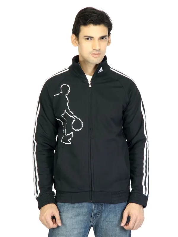 ADIDAS Men Printed Black Sweatshirt