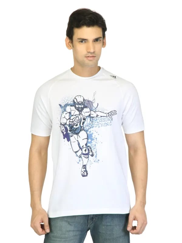ADIDAS Men Printed White T-shirt