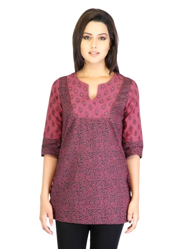 Aurelia Women Reddish Pink Printed Kurti