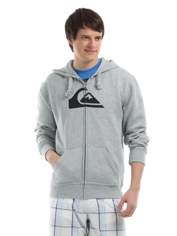 Quick Silver Men Grey Melange Zip-up Sweatshirt