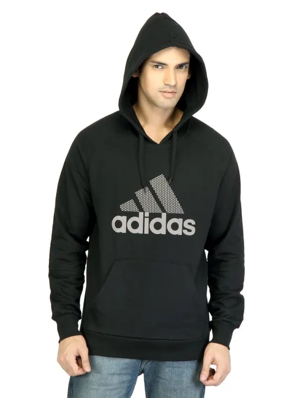 ADIDAS Men Printed Black Sweatshirt