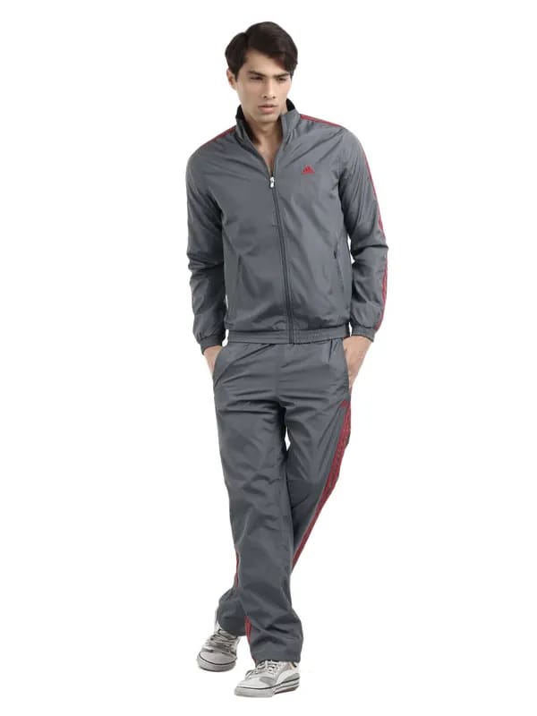 ADIDAS Men Grey & Red Tracksuit