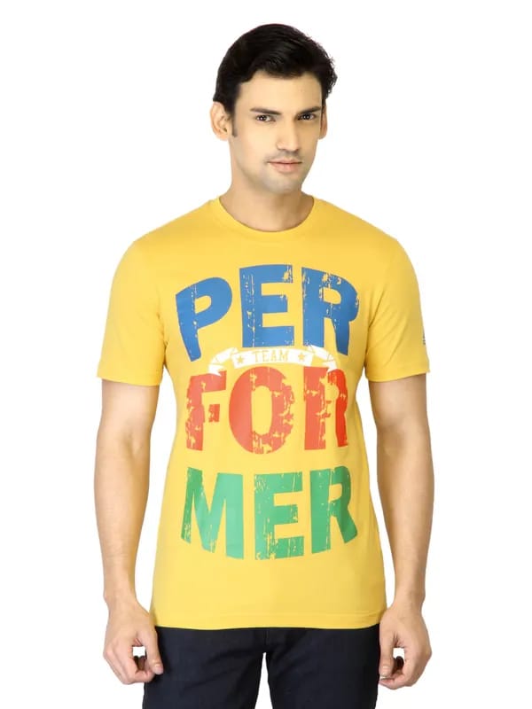 ADIDAS Men Yellow Printed T-shirt