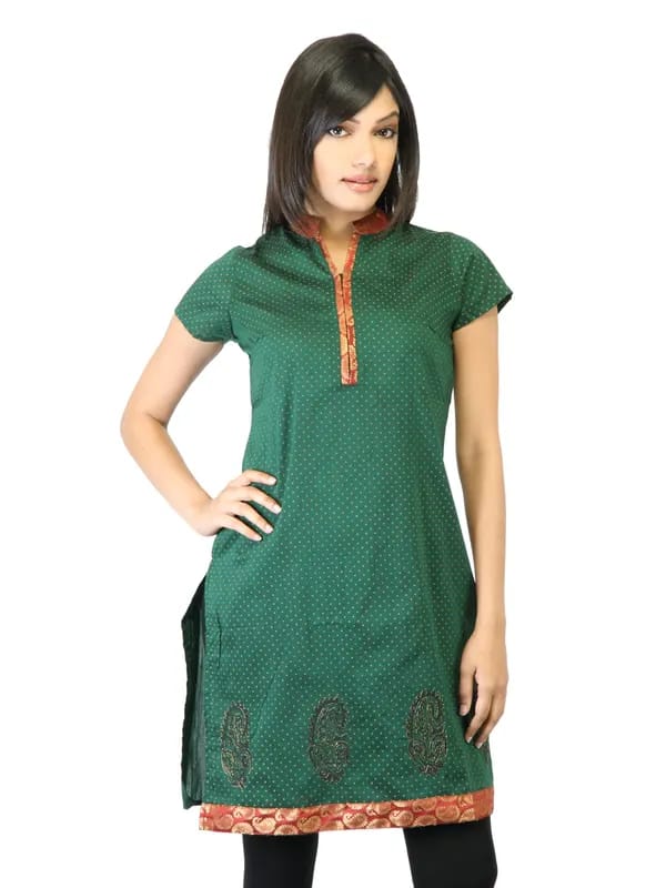 Folklore Women Green Printed Kurta