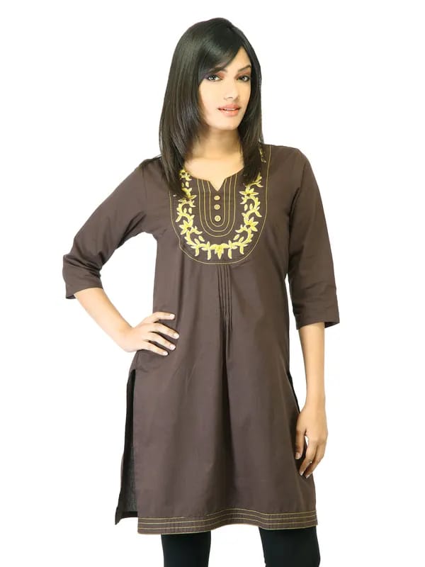 Folklore Women Brown Kurta