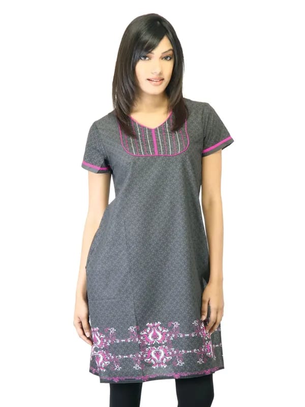 Folklore Women Black Printed Kurta