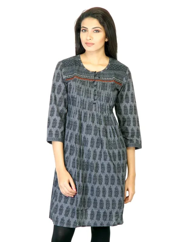Mother Earth Women Black Printed Kurta